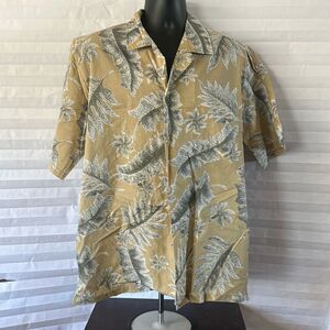 Men’s Made in Hawaii Shirt XL Tan/Gray Button Down Casual Hawaiian